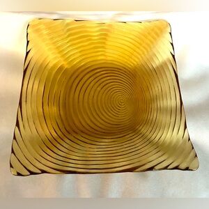 Vintage, amber, square, swirl bowl 10”.